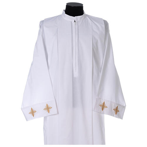 White alb, 100% polyester with ears of wheat and crosses, zip on the front and 4 folds 2