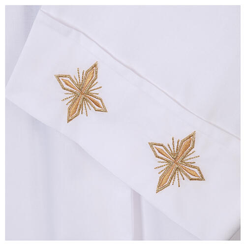 White alb, 100% polyester with ears of wheat and crosses, zip on the front and 4 folds 7