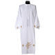 White alb, 100% polyester with ears of wheat and crosses, zip on the front and 4 folds s1