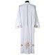 White alb, 100% polyester with ears of wheat and crosses, zip on the front and 4 folds s6