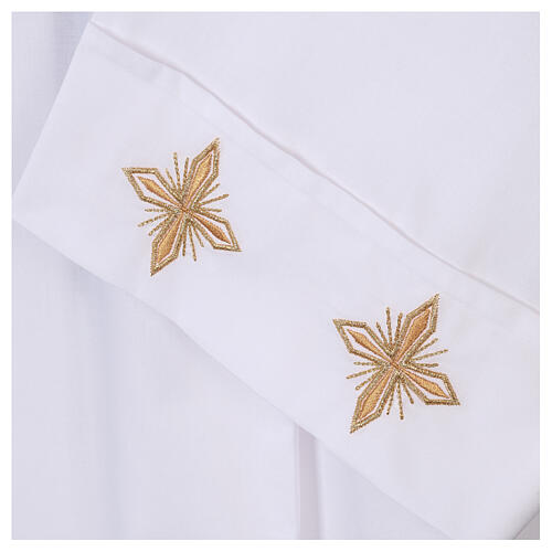 Clerical alb with ears of wheat and crosses, 100% polyester, zip on the front and 4 folds 7