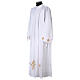 Clerical alb with ears of wheat and crosses, 100% polyester, zip on the front and 4 folds s5