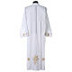 Clerical alb with ears of wheat and crosses, 100% polyester, zip on the front and 4 folds s6