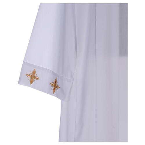 White alb, 100% polyester with ears of wheat and crosses, zip on the shoulder and 4 folds 3