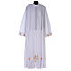 White alb, 100% polyester with ears of wheat and crosses, zip on the shoulder and 4 folds s1