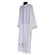 White alb, 100% polyester with ears of wheat and crosses, zip on the shoulder and 4 folds s4