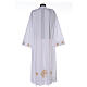 White alb, 100% polyester with ears of wheat and crosses, zip on the shoulder and 4 folds s5