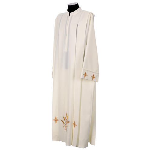 Alb in ivory colour 100% polyester with ears of wheat ,crosses, zip on shoulder and 4 folds 3