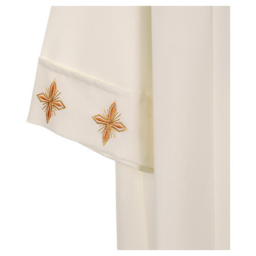 Alb in ivory colour 100% polyester with ears of wheat ,crosses, zip on shoulder and 4 folds 4