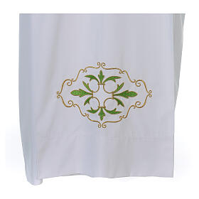White alb 100% polyester with stylized cross and zip on the front