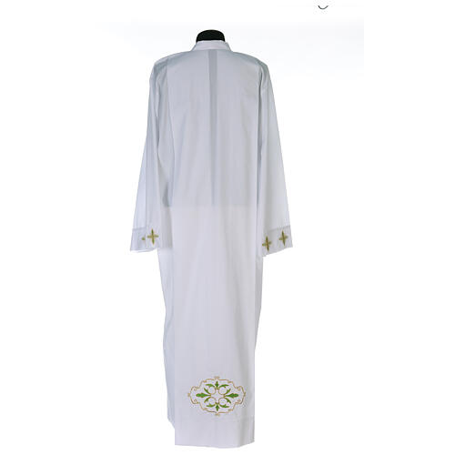 White alb 100% polyester with stylized cross and zip on the front 7
