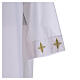 White alb 100% polyester with stylized cross and zip on the front s4