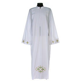 Priest Alb with stylized cross 100% polyester and front zipper