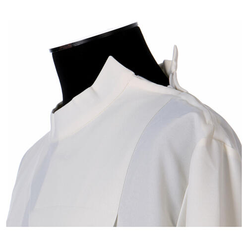 Ivory alb 100% polyester with stylized cross and zip on the front 6