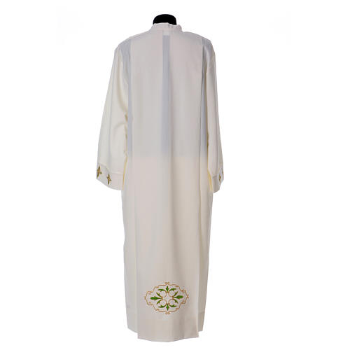 Ivory alb 100% polyester with stylized cross and zip on the front 7