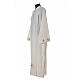 Ivory alb 100% polyester with stylized cross and zip on the front s5