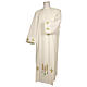 Ivory alb 100% polyester with ears of wheat decoration and zip on the front s1