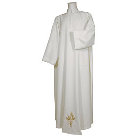 Alb 65% polyester 35% cotton flared with stand-up collar and ears of wheat embroidery