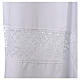 White alb 65% polyester 35% cotton with decoration on the sleeve and lace and crochet partition with zip on the front s8