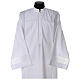 Priest alb with front zipper 65% polyester 35% cotton with decoration on the sleeve and lace and crochet partition s2