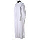 Priest alb with front zipper 65% polyester 35% cotton with decoration on the sleeve and lace and crochet partition s5