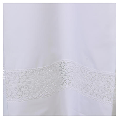 Aube blanche 65% polyester 35% coton décorations sur manche entretoile dentelle fermeture épaule 2
