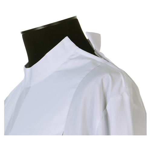 Aube blanche 65% polyester 35% coton décorations sur manche entretoile dentelle fermeture épaule 5