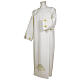 White alb 65% polyester 35% cotton with cross, flower decorations and zip on the front s1