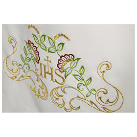 Aube blanche 65% polyester 35% coton croix décoration floral fermeture épaule