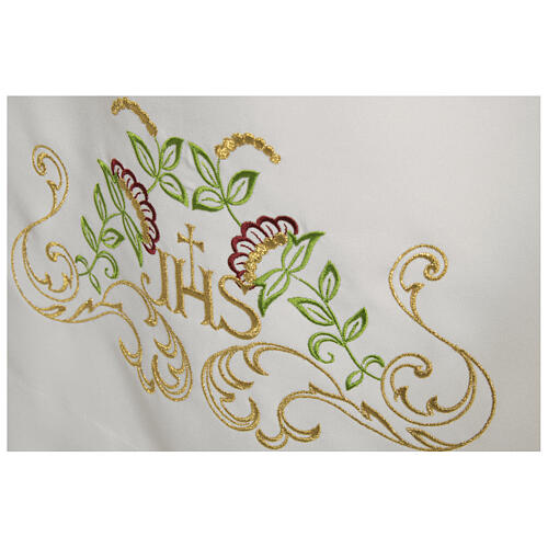 Aube blanche 65% polyester 35% coton croix décoration floral fermeture épaule 2