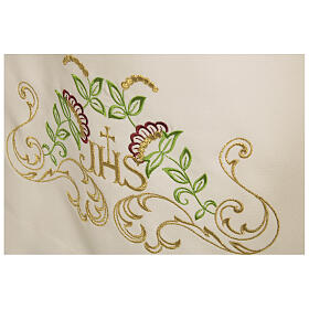 Aube ivoire 100% polyester croix décoration floral fermeture avant