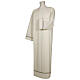 Priest Alb 55% polyester and 45% wool with handmade peahole stitch and zip on the front in ivory color s1