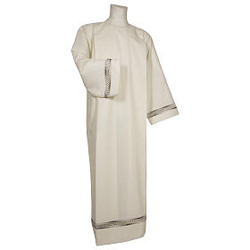 Alb 55% polyester 45% wool with gigliuccio hemstitch and handmade embroidery, ivory
