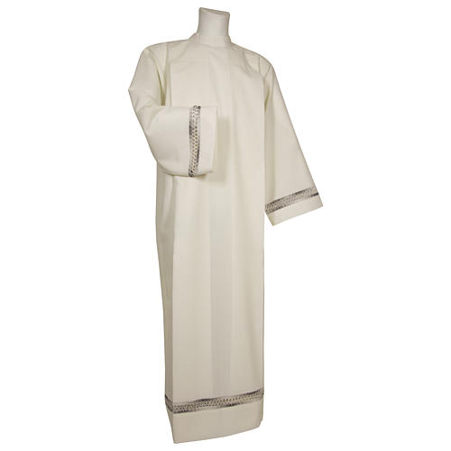Alb 55% polyester 45% wool with gigliuccio hemstitch and handmade embroidery, ivory 1