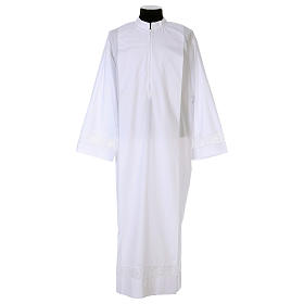 Catholic Alb with lace partition 65% polyester 35% cotton with front zipper