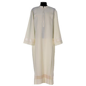 Alb 65% polyester 35% cotton with lace band and zipper on the front, ivory
