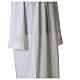 White alb 65% polyester and 35% cotton with golden lace partition and zip on the front s5