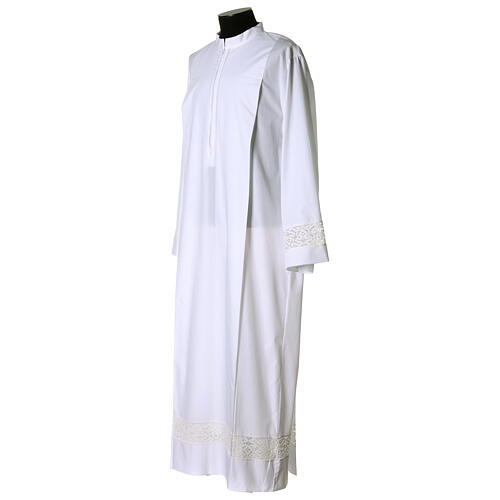 Monastic alb with golden lace partition and front zipper, 65% polyester and 35% cotton 6
