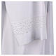 White alb 65% polyester 35% cotton with golden lace and crochet partition and zip on shoulder s7