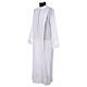Clergy Alb with shoulder zipper with golden lace and crochet partition 65% polyester 35% cotton s4
