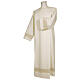 Ivory alb 100% polyester with golden lace partition and zip on shoulder s1