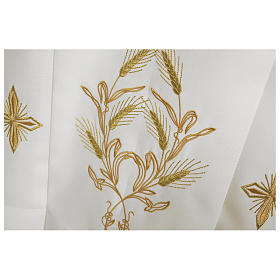 Albs: White alb 65% polyester 35% cotton with crosses on sleeve and ears of wheat image with zip on the front