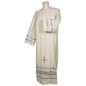Clergy Alb 55% polyester and 45% wool with handmade peahole stitch in Ivory