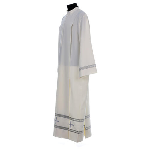 Priest Alb 100% polyester with peahole stitch and front zip in ivory 4