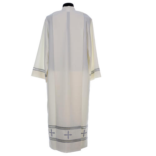 Priest Alb 100% polyester with peahole stitch and front zip in ivory 6