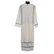 Priest Alb 100% polyester with peahole stitch and front zip in ivory s1