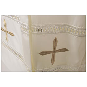 Priest Alb in polyester with gigliuccio hemstitch and front zipper, ivory color