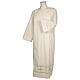 Priest Alb in polyester with gigliuccio hemstitch and front zipper, ivory color s1
