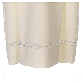 Alb 100% polyester with shoulder zipper and gigliuccio hemstitch, ivory