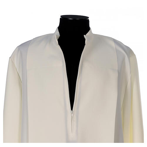 Alb 100% polyester with shoulder zipper and gigliuccio hemstitch, ivory 4
